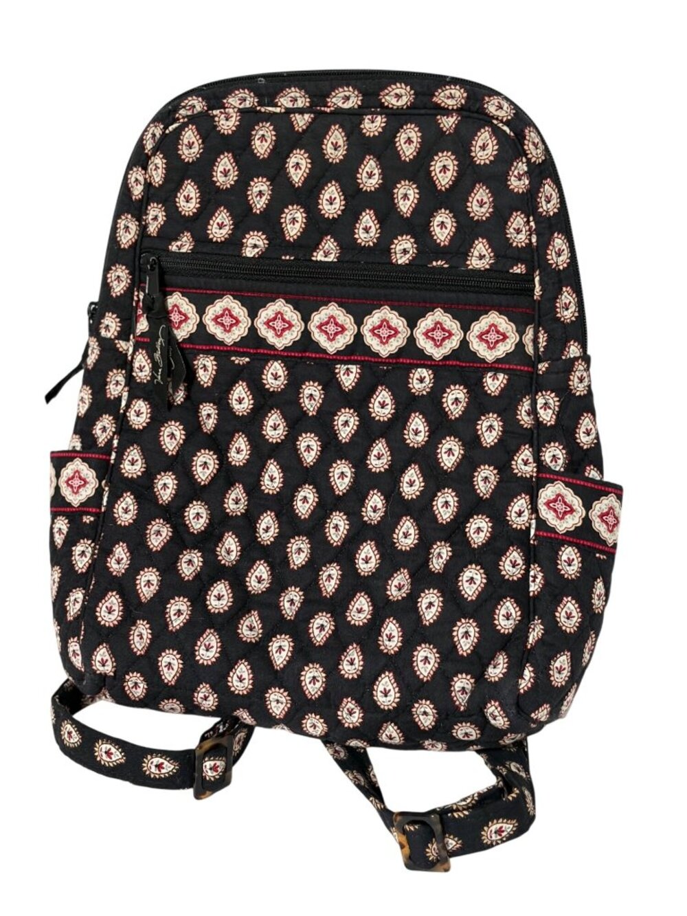 Vera Bradley Backpack Black Red Classic Black Paisley 9x14x3.5 Quilted